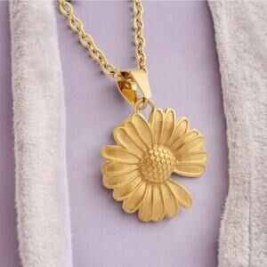 NEW 18K yellow gold plated sunflower flower pendant chain necklace jewelry B20B